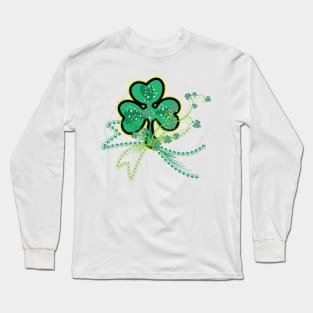 Shamrock Flourish Saint Patrick's Day Lucky Symbol Vector Long Sleeve T-Shirt